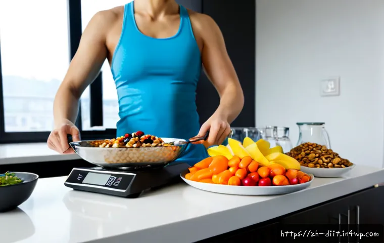운동선수의 체중 조절을 위한 영양 전략 - Photorealistic sports nutrition scene, disciplined adult athlete in clean training clothes preparing...